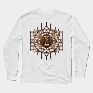 e letter alphabet sticker in luxury vintage design Long Sleeve T-Shirt